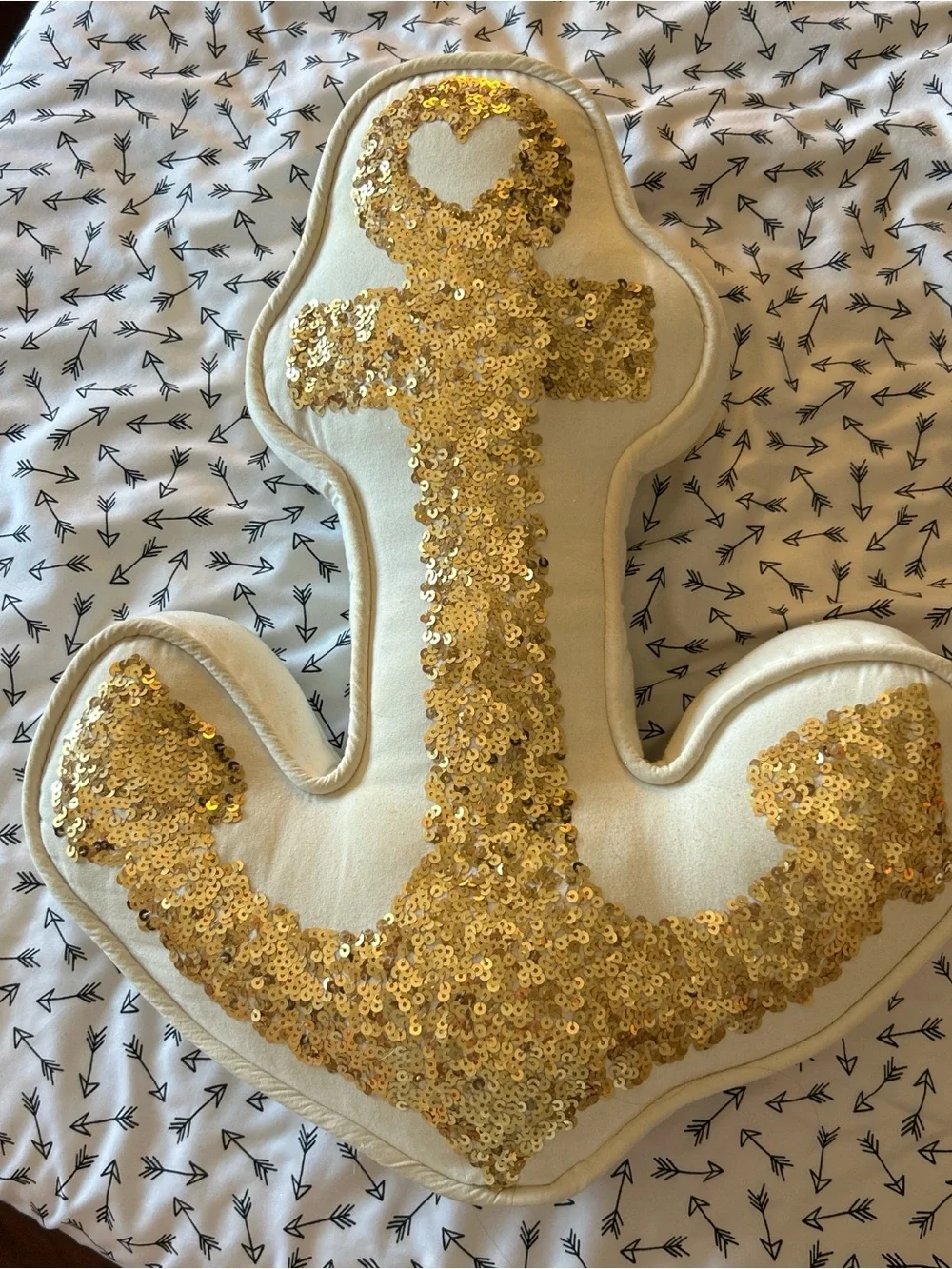 Pottery Barn Gold Sequin Anchor Pillow